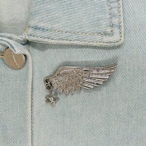 ✨Angel Wing  Brooch Pin Silver Plated  Tie Clip with Fleur-De-Lis Winged Emblem✨